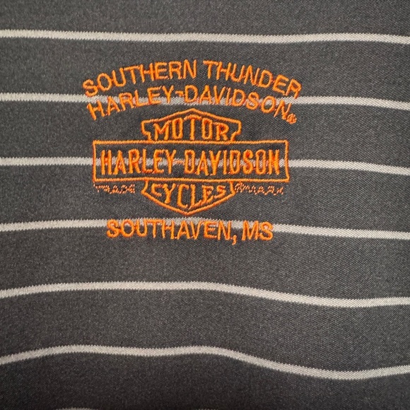 Harley Davidson Polo Shirt Mens Xl Black Striped Southaven MS - Picture 3 of 3
